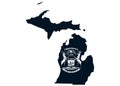 Map of the state of Michigan with its official flag Royalty Free Stock Photo